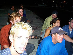 july 4th, 2001. a dock at the Yacht CLub on Plymouth Harbor. me, brother jeremy, dan; josh, nikki, dave; ryan. watching the foggy fireworks.