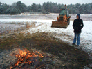 Portrait of Alyssa and Backhoe, taken during a similar brush-burning session last winter.