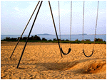  sea, sand, swings, sigh
