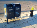  mailbox, mailbox, hydrant, sidewalk, kenmore square, boston, sunday 